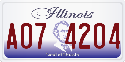 IL license plate A074204