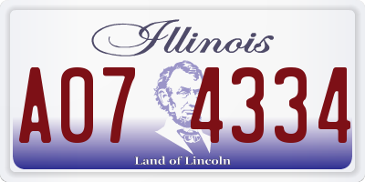 IL license plate A074334