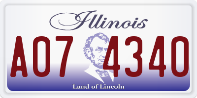 IL license plate A074340