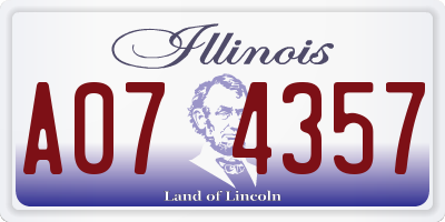 IL license plate A074357