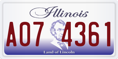 IL license plate A074361