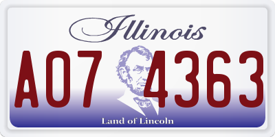 IL license plate A074363