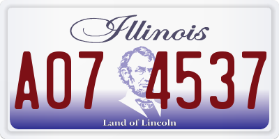 IL license plate A074537