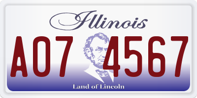 IL license plate A074567