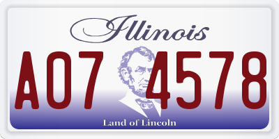 IL license plate A074578