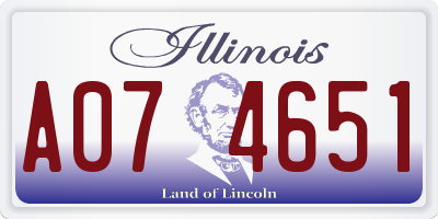 IL license plate A074651