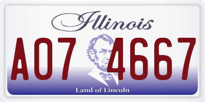 IL license plate A074667