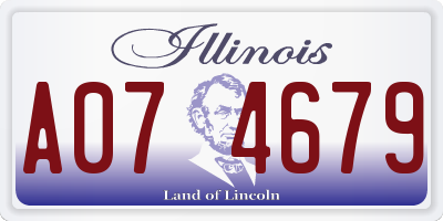 IL license plate A074679