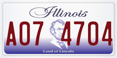IL license plate A074704