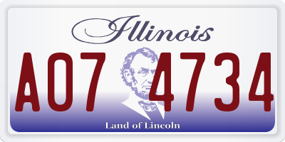 IL license plate A074734