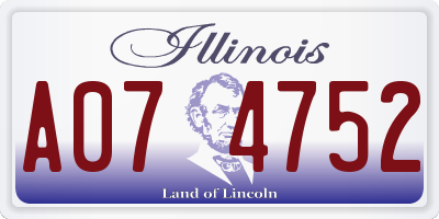 IL license plate A074752