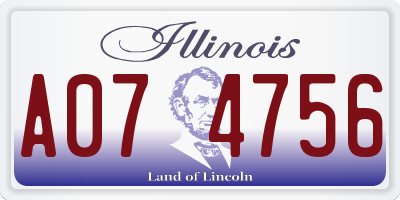 IL license plate A074756