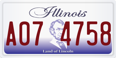 IL license plate A074758