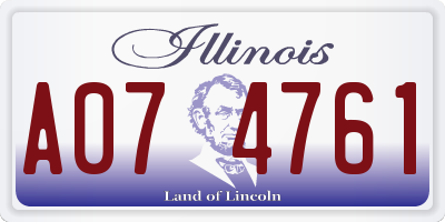 IL license plate A074761