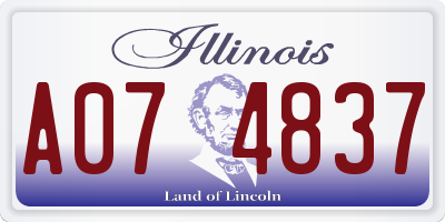 IL license plate A074837
