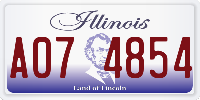 IL license plate A074854