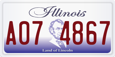 IL license plate A074867