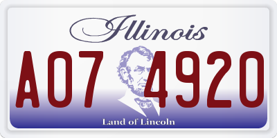 IL license plate A074920