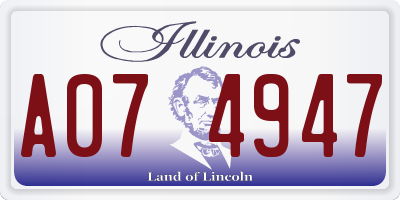 IL license plate A074947
