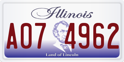 IL license plate A074962