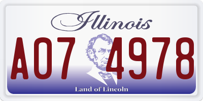 IL license plate A074978