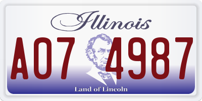 IL license plate A074987