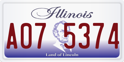 IL license plate A075374