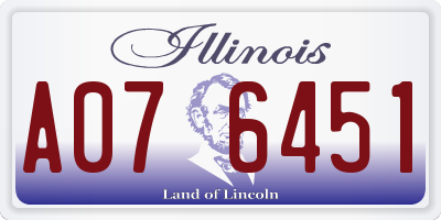 IL license plate A076451