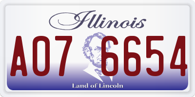IL license plate A076654