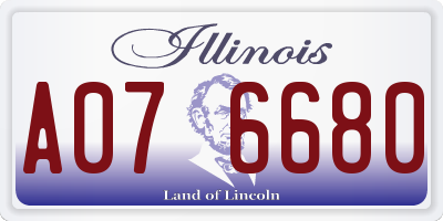IL license plate A076680