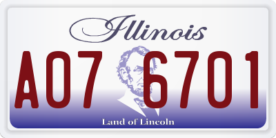IL license plate A076701