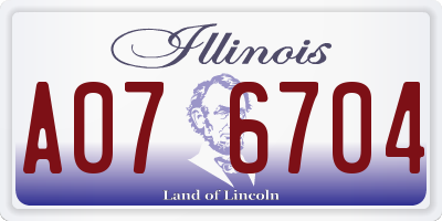 IL license plate A076704
