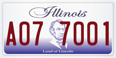 IL license plate A077001