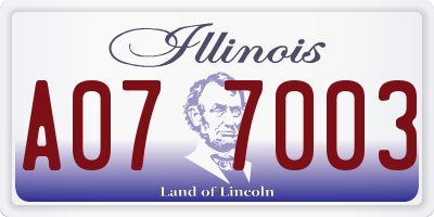 IL license plate A077003