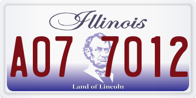 IL license plate A077012