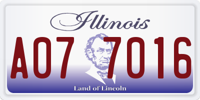 IL license plate A077016