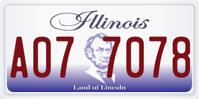 IL license plate A077078