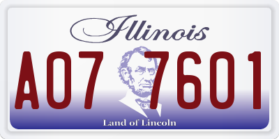 IL license plate A077601