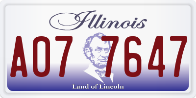 IL license plate A077647