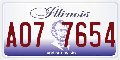 IL license plate A077654