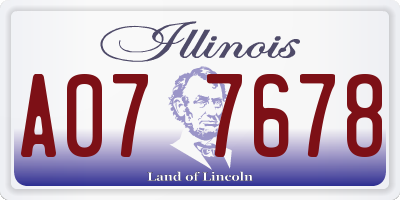 IL license plate A077678