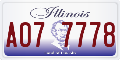 IL license plate A077778