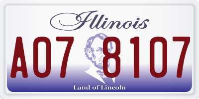 IL license plate A078107