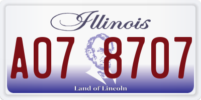 IL license plate A078707