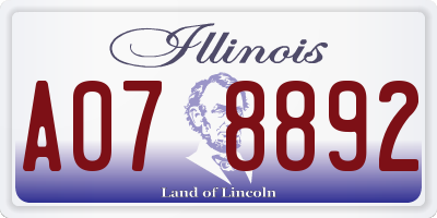 IL license plate A078892