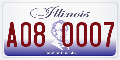 IL license plate A080007