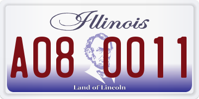 IL license plate A080011