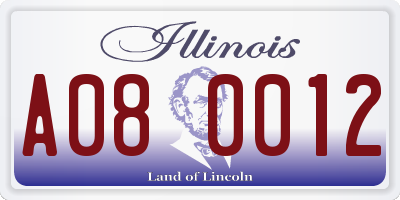 IL license plate A080012