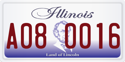 IL license plate A080016