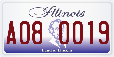 IL license plate A080019